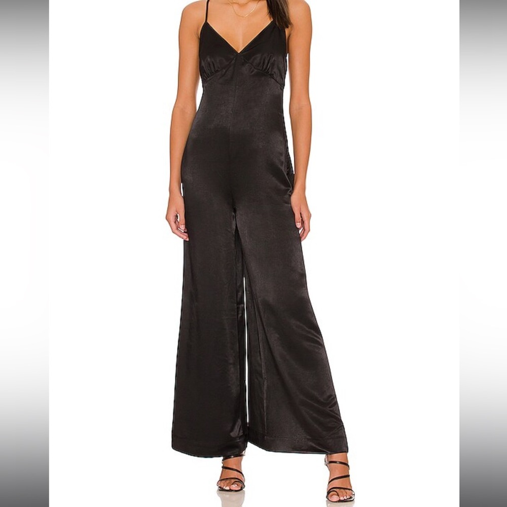 We wore what Slip Wide Leg Jumpsuit in black